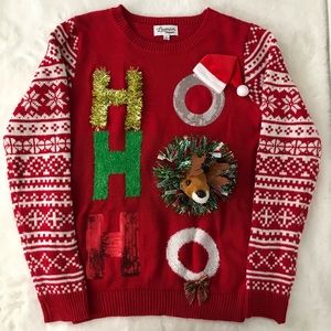 LAVENDER MOON Red “HoHoHo” Ugly Christmas Sweater